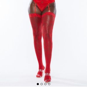 Savage X Fenty Candy Heart Stockings in Goji Berry